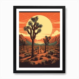  Retro Illustration Of A Joshua Trees At Dusk In Desert 3 Art Print