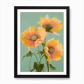 Sunflowers Flowers Acrylic Painting In Pastel Colours 10 Art Print