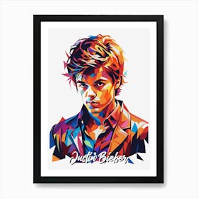 Justin Bieber 02 Portrait Music Icon Style WPAP Pop Art Art Print