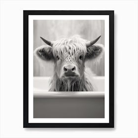 Highland Cow In The Bath Art Print