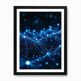 Abstract Digital Datum Web Displaying A Three Dimensional Mesh Of Connections Symbolizing Ai Networ (5) Art Print