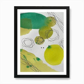 Abstract Watercolour Green Yellow Painting Art Print