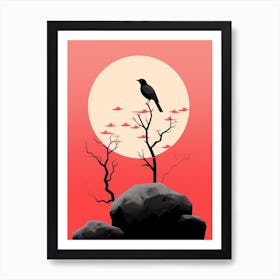 Crow And Moon Art Print