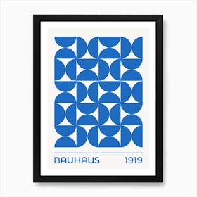 Bauhaus Exhibition 1919 Pattern (Blue Tone), bauhaus, vintage, retro, pop, contemporary, 70s, 90s, colorful, European, exhibition, museum, abstract, cool, aesthetic, minimal, beige Art Print