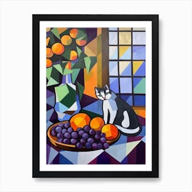 Lilac With A Cat 3 Cubism Picasso Style Art Print