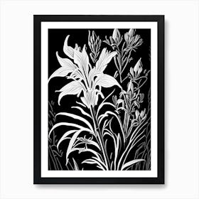 Cardinal Flower Wildflower Linocut Art Print