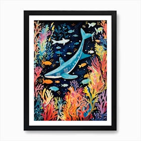  A Sharks In Reef Vibrant Paint Splash 1 Art Print