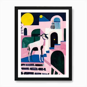 Goat In Pink House Art Print