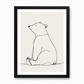 Polar Bear Minimalist Line Art Monoline Illustration Art Print