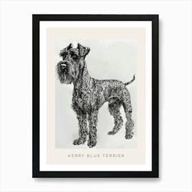 Kerry Blue Terrier Line Sketch 3 Poster Art Print