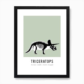 Triceratops Dinosaur Skeleton Fossil Art Print