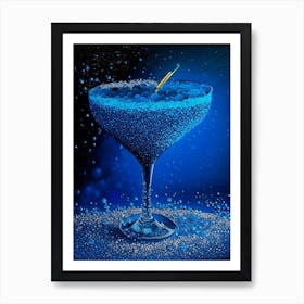 Blue Lagoon Pointillism Cocktail Poster Art Print