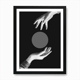 Hands Circle Black And White_2242724 Art Print