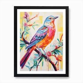 Colourful Bird Painting Mockingbird 4 Art Print