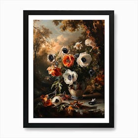 Baroque Floral Still Life Anemone 1 Art Print