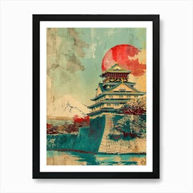 Osaka Castle Vintage Japan Mid Century Modern 1 Art Print