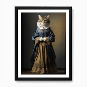 Cat in an old dress 2 Art Print