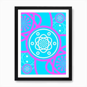 Geometric Glyph in White and Bubblegum Pink and Candy Blue n.0096 Art Print