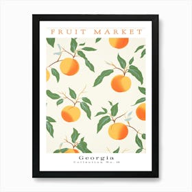 Peaches Fruit Poster Gift Georgia Market Art Print