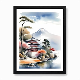 Japanese Watercolor Painting, Original watercolor on paper.…