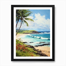 A Painting Of Anakena Beach, Easter Island Chile 1 Art Print