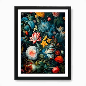 Flowers And Butterflies Art Print