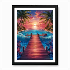 Sunset At The Beach 14 Art Print