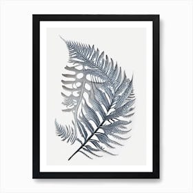 Silver Lace Fern 3 Watercolour Art Print