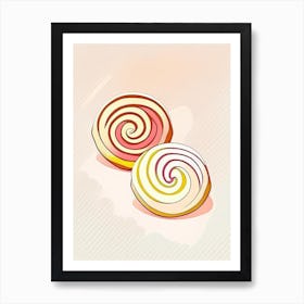 Cinnamon Rolls Dessert Minimal Line Drawing Flower Art Print