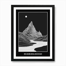 Ben More Mull Mountain Line Drawing 4 Poster Art Print