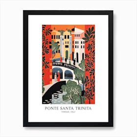 Ponte Santa Trinita, Florence Italy Colourful 3 Travel Poster Art Print