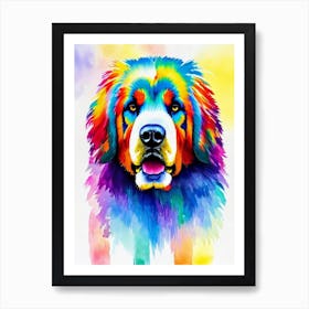 Tibetan Mastiff Rainbow Oil Painting Dog Art Print