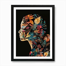 Portrait Of A Woman With Leaves 12 Art Print