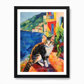 Painting Of A Cat In Budva Montenegro 1 Art Print