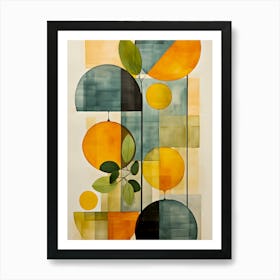 Modern Abstract Wall Art with Geometric Shapes and Botanical Design – Minimalist Home Decor Poster