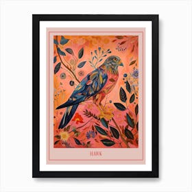 Floral Animal Painting Hawk 1 Poster Art Print