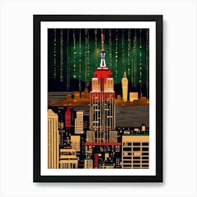 Empire State Building Stitch Design  Art Print