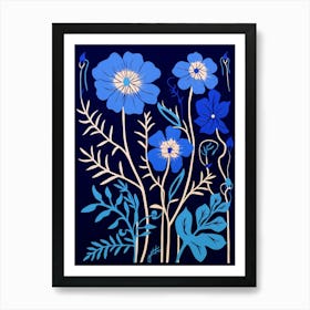 Blue Flower Illustration Nigella Love In A Mist 2 Art Print