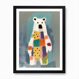 Polar Bear 1 Kids Patchwork Painting Art Print