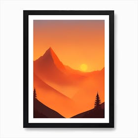 Misty Mountains Vertical Composition In Orange Tone 249 Art Print