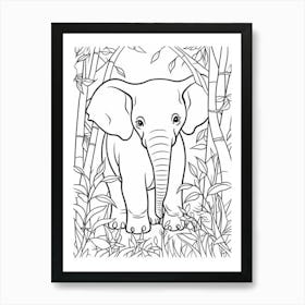 Line Art Jungle Animal Asian Elephant 2 Poster