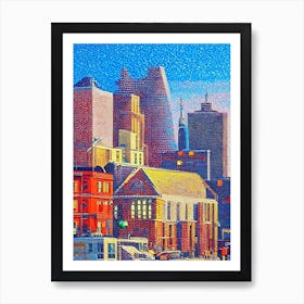 Bridgeport, City Us  Pointillism Art Print