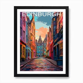 Colourful Scotland travel poster Edinburgh Art Print