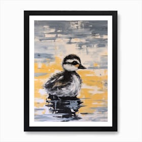 Orange & Grey Duckling Painting 2 Art Print