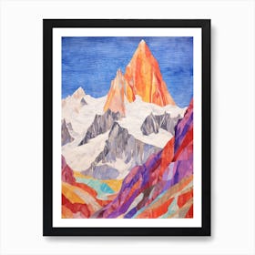 Gasherbrum China 2 Colourful Mountain Illustration Art Print