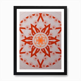 Geometric Abstract Glyph Circle Array in Tomato Red n.0148 Art Print