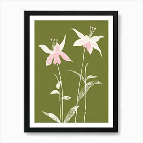 Pink & Green Columbine 2 Art Print