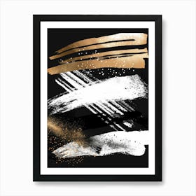 Gold And Black Brush Strokes 22 Art Print