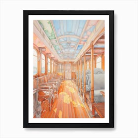 Titanic Ship Interiors Bright Pencil Drawing 4 Póster