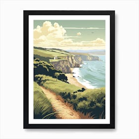 South West Coast Path England 4 Vintage Travel Illustration Art Print